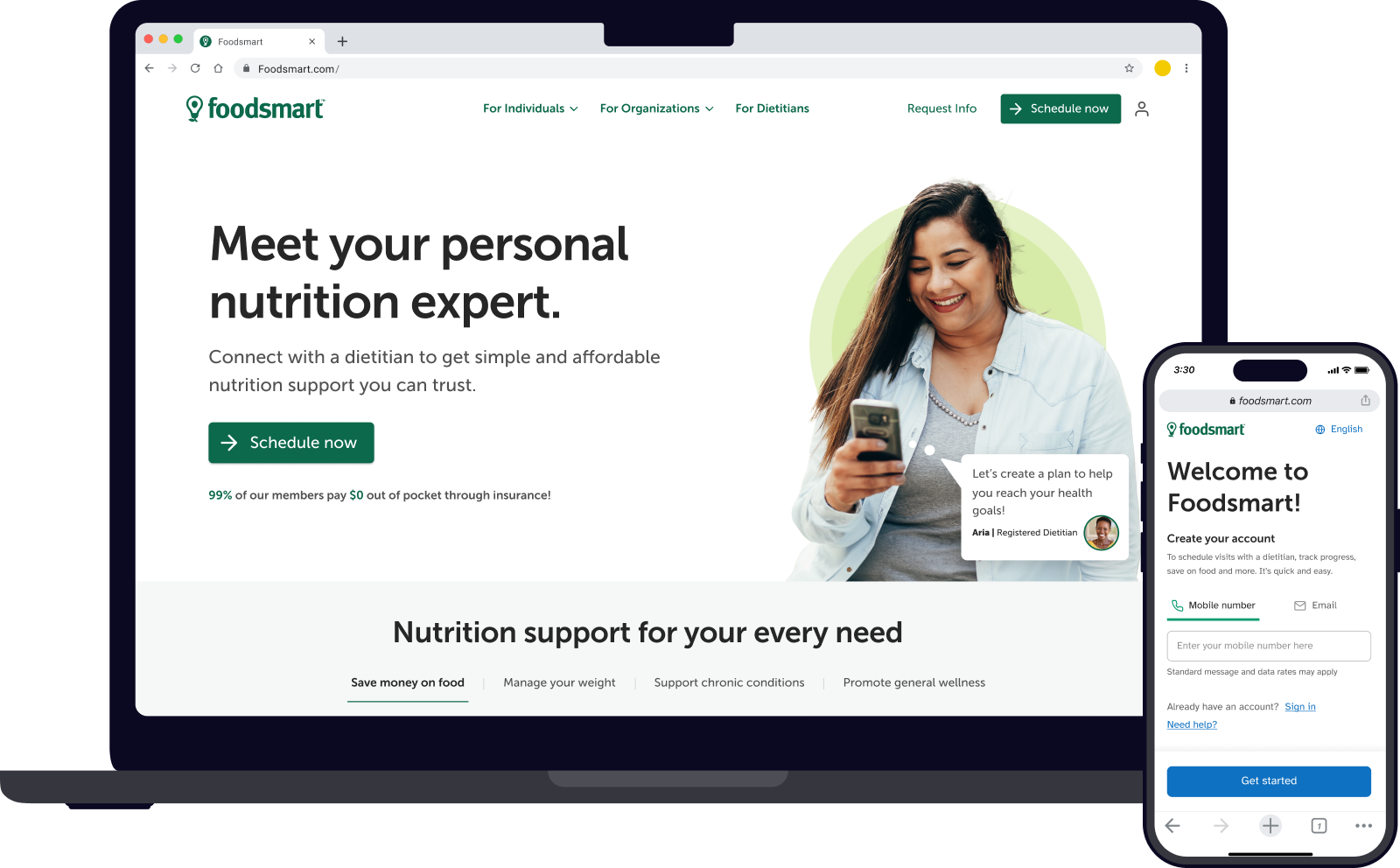 Foodsmart platform on laptop and mobile