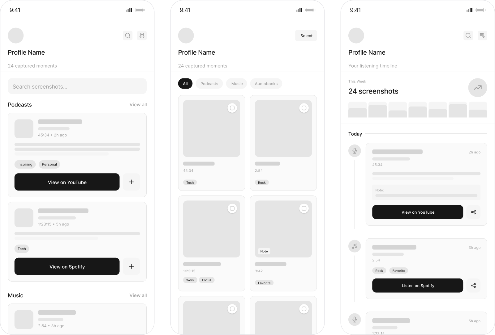 Early wireframes showing removed features